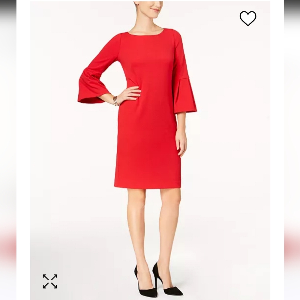 Jessica Howard red bell sleeve sheath dress size 16
